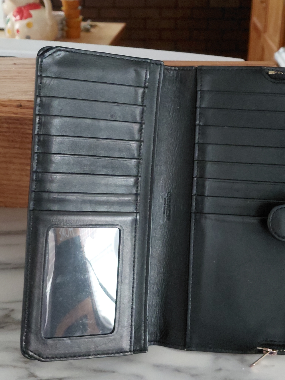 Coach Black Leather Zip Wallet with Gold Logo - Picture 2 of 2